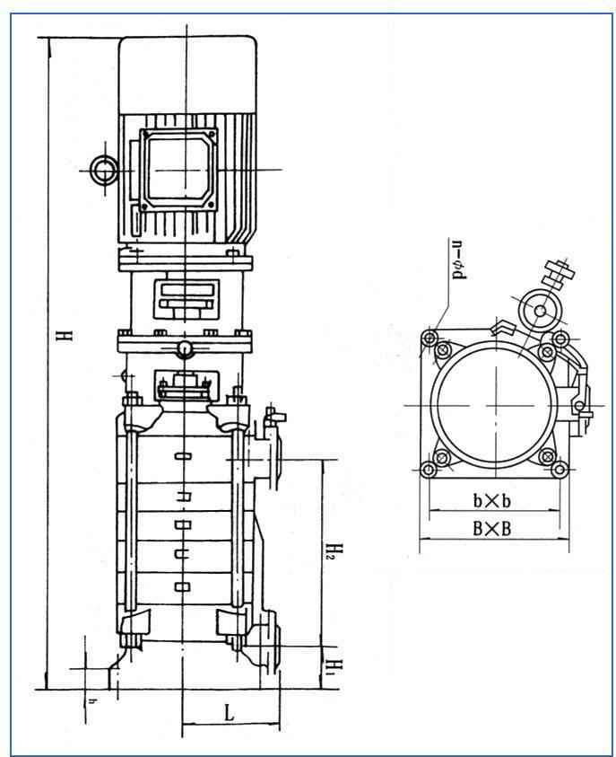 立式多级离心泵安装尺寸图